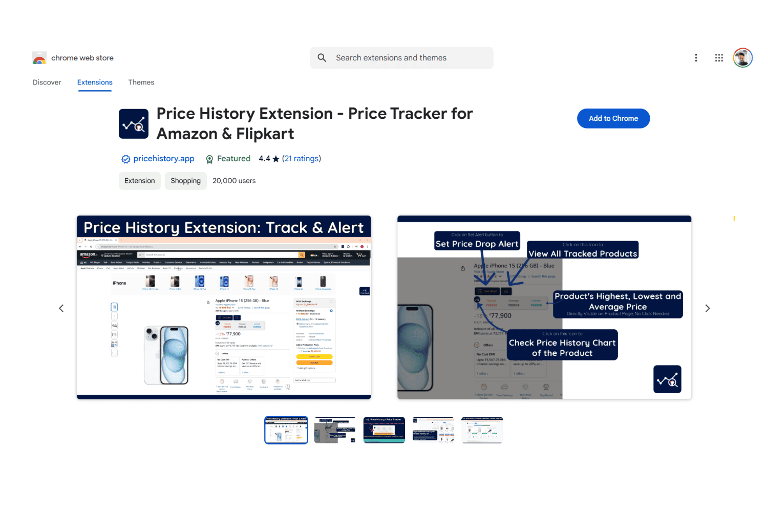 Pricehistory chrome extension